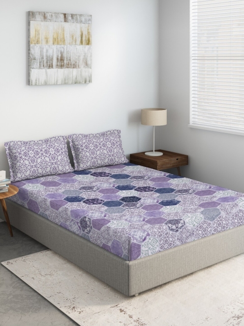 

DDecor Purple 140 TC King Bedsheet With 2 Pillow Covers