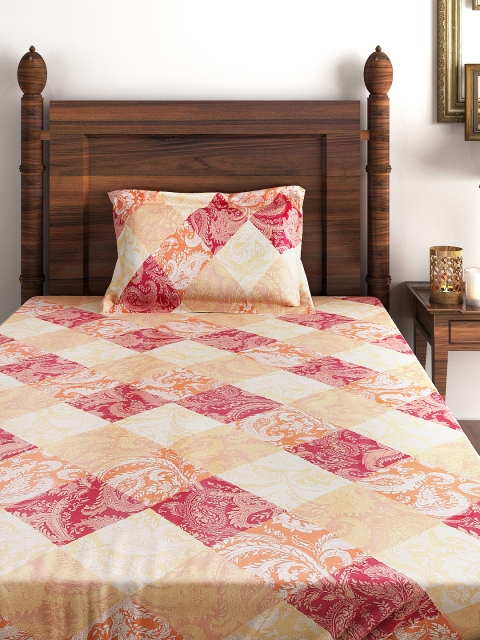 

SWAYAM Multicoloured Cotton Single Bedsheet with 1 Pillow Cover, Multi