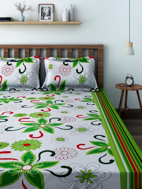 

SWAYAM Veda White Cotton Double Bedsheet 144TC with 2 Pillow Covers