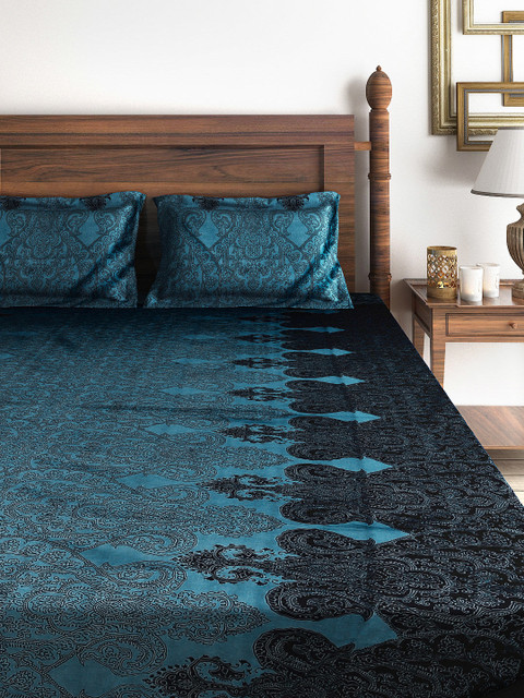 

SWAYAM Teal Green 180 TC Cotton Double Bedsheet with 2 Pillow Covers