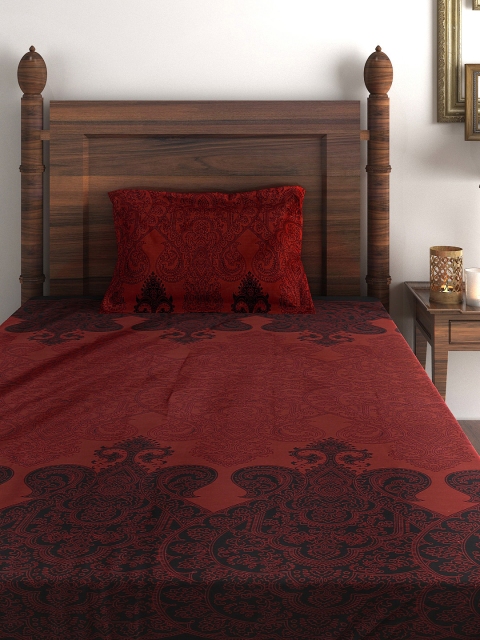 

SWAYAM Zinnia Rust Brown 210 TC Single Bedsheet with 1 Pillow Cover