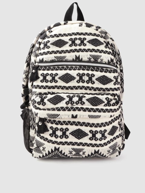 

Anouk Women Black & Off-White Tribal Patterned Backpack