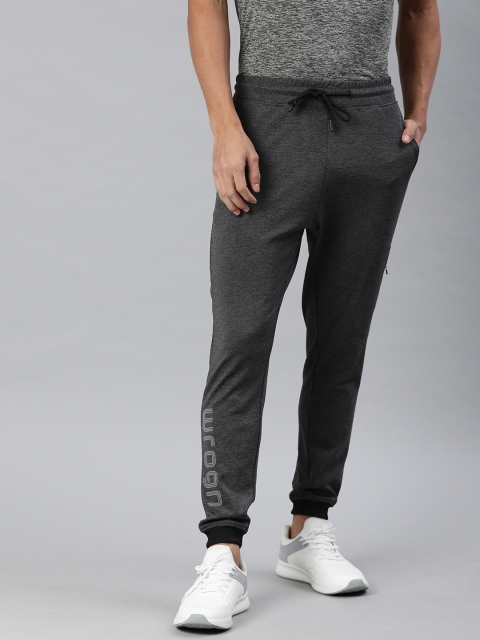 

WROGN ACTIVE Men Charcoal Grey Solid Dry Pro Joggers with Printed Detailing