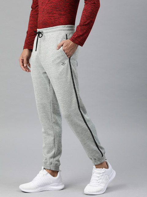 

WROGN ACTIVE Men Grey Solid Straight Fit Joggers with Side Stripe