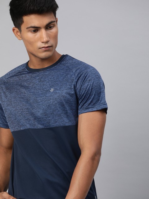 

WROGN ACTIVE Men Navy Blue Colourblocked Round Neck T-shirt