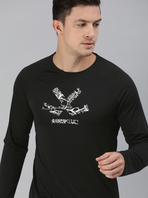

WROGN ACTIVE Men Black Printed Round Neck T-shirt