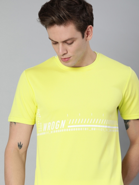 

WROGN ACTIVE Men Fluorescent Green Printed Round Neck T-shirt