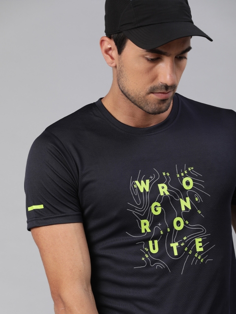 

WROGN ACTIVE Men Navy Blue Printed Round Neck T-shirt