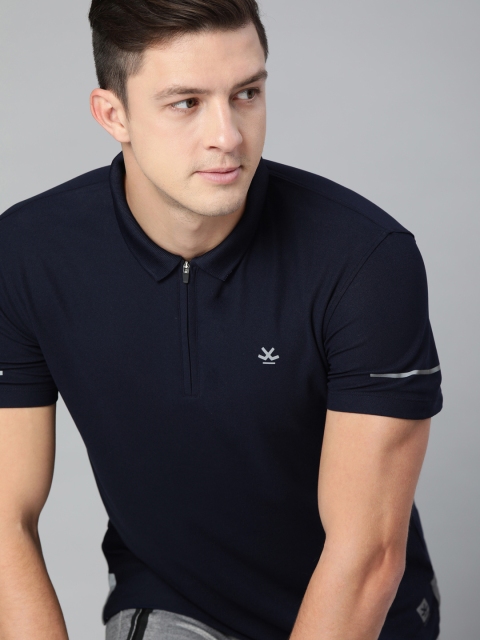 

WROGN ACTIVE Men Navy Blue Solid Polo Collar T-shirt