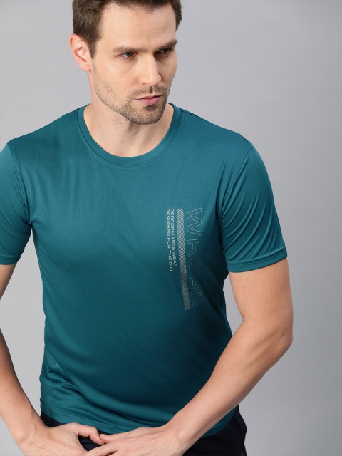 

WROGN ACTIVE Men Teal Printed Round Neck T-shirt