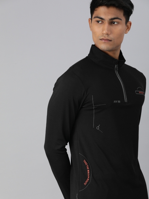 

WROGN ACTIVE Men Black Placement Printed High Neck T-shirt