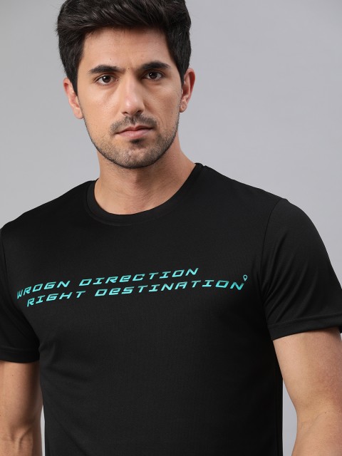 

WROGN ACTIVE Men Black Printed Round Neck T-shirt