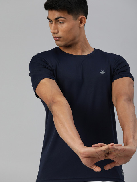 

WROGN ACTIVE Men Navy Blue Solid Round Neck T-shirt