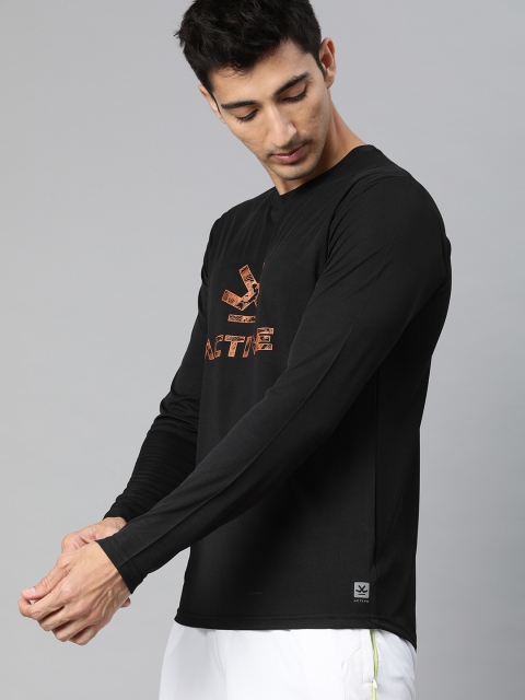 

WROGN ACTIVE Men Black Printed Round Neck T-shirt