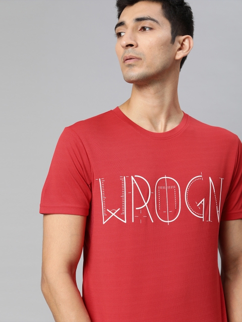 

WROGN ACTIVE Men Red Brand Logo Round Neck T-shirt