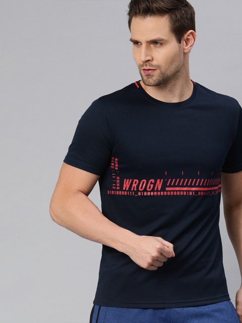 

WROGN ACTIVE Men Navy Blue Printed Round Neck T-shirt