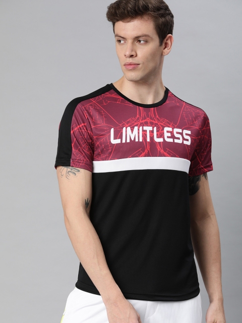 

WROGN ACTIVE Men Black Colourblocked Round Neck T-shirt