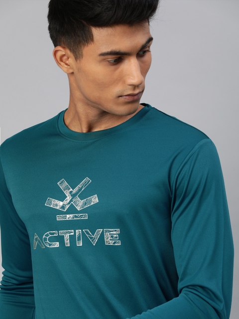 

WROGN ACTIVE Men Teal Printed Round Neck T-shirt