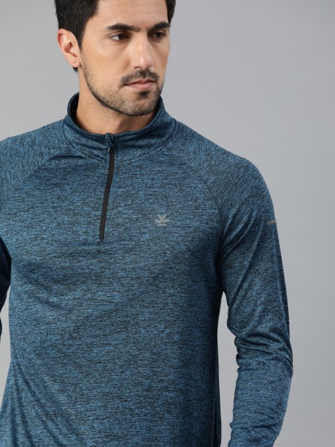 

WROGN ACTIVE Men Blue Solid High Neck T-shirt