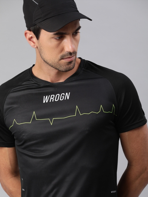

WROGN ACTIVE Men Black Printed Round Neck T-shirt