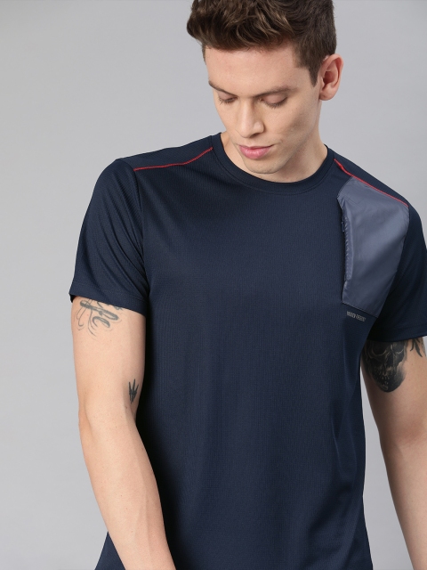 

WROGN ACTIVE Men Navy Blue Solid Round Neck T-shirt