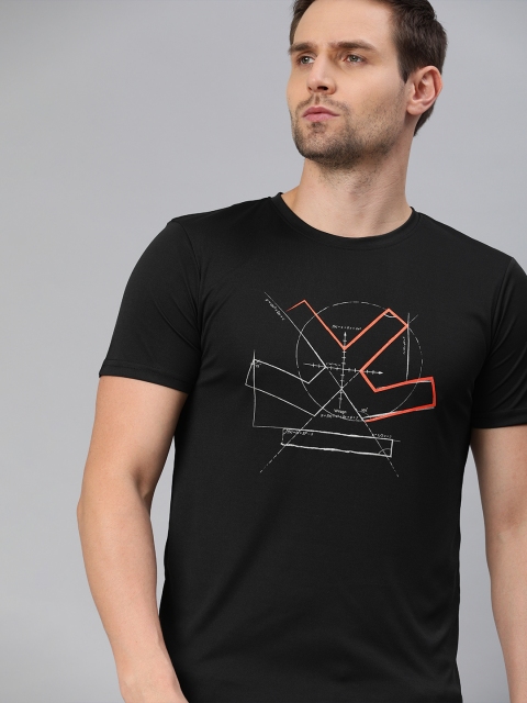 

WROGN ACTIVE Men Black Printed Round Neck T-shirt