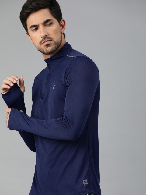 

WROGN ACTIVE Men Navy Blue Solid High Neck T-shirt