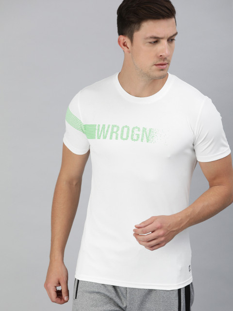 

WROGN ACTIVE Men White Printed Round Neck T-shirt