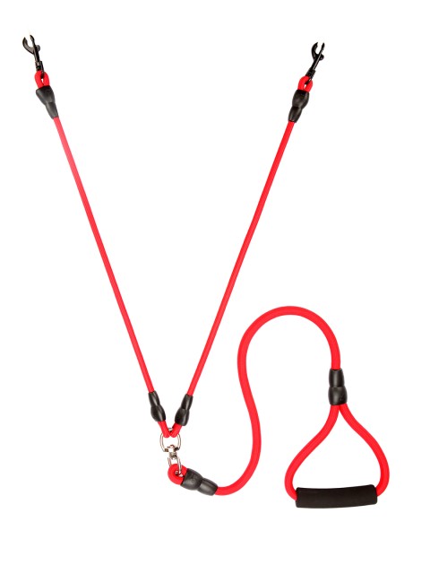 

Pawsindia Unisex Red & Black Colourblocked Dual Leash for Dogs