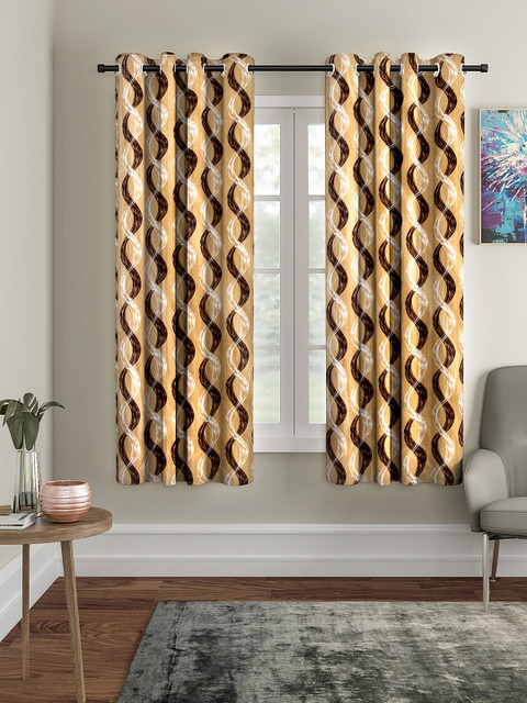

Cortina Brown Set of 2 Long Door Curtains, Multi
