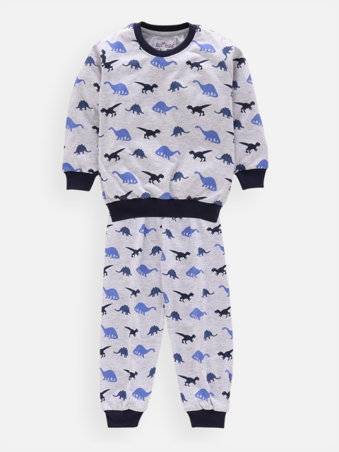 

Nite Flite Unisex Kids Grey Dinosaur Printed Night Suit