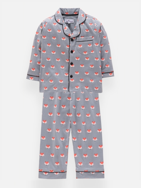 

Nite Flite Unisex Kids Grey Printed Night Suit