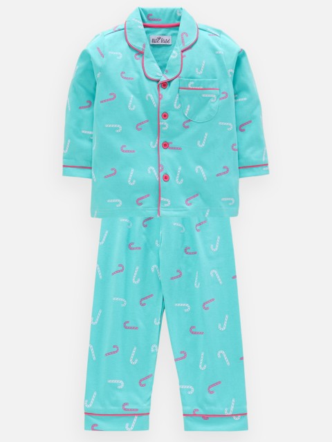 

Nite Flite Kids Blue Candy Printed Night Suit