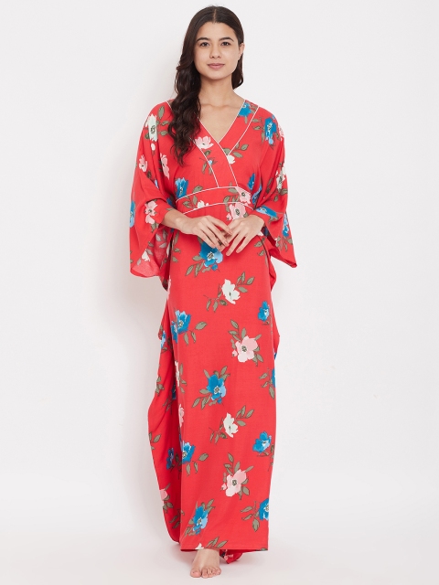 

The Kaftan Company Women Coral Printed Nightdress