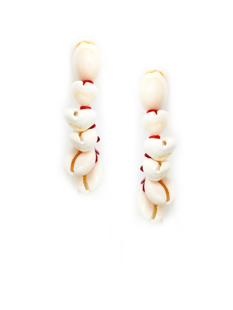 

Bellofox Off-White & Red Circular Half Hoop Earrings