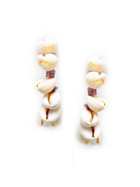 

Bellofox Purple & White Gold-Plated Contemporary Drop Earrings