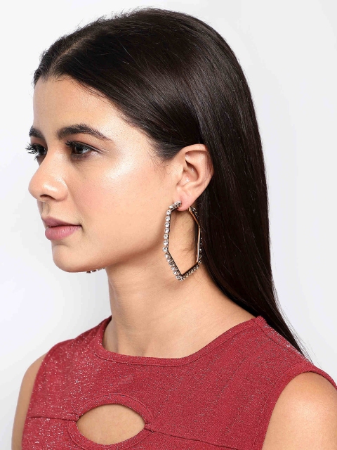 

Bellofox Gold-Plated & White Geometric Hoop Earrings