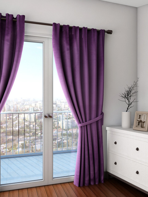 

SWAYAM Purple Single Blackout Door Curtain