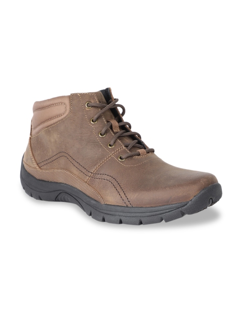 

Hush Puppies Men Brown Mid-Top Leather Trekking Shoes
