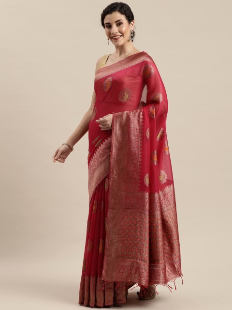 

Pisara Pink Silk Cotton Woven Design Kanjeevaram Saree