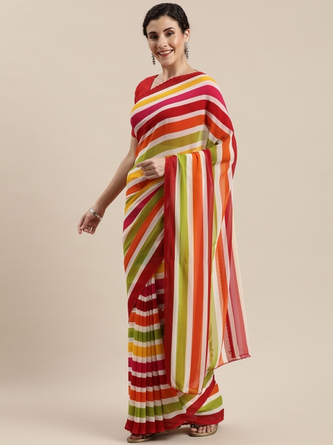 

Pisara Multicoloured Striped Pure Georgette Saree, Multi