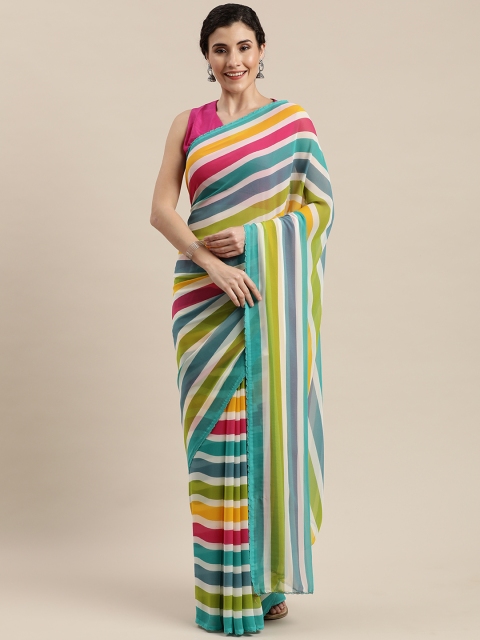 

Pisara Multicoloured Striped Pure Georgette Saree, Multi