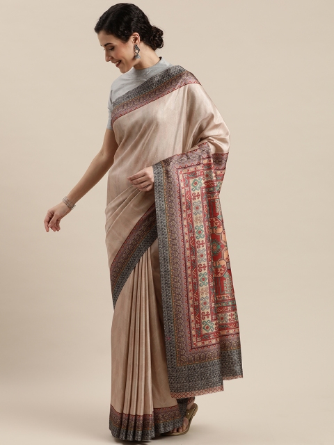 

Pisara Beige Printed Poly Silk Saree