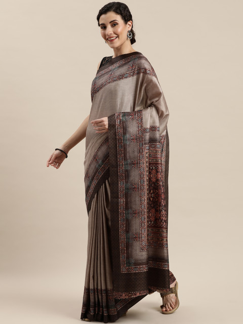 

Pisara Brown Printed Poly Silk Saree