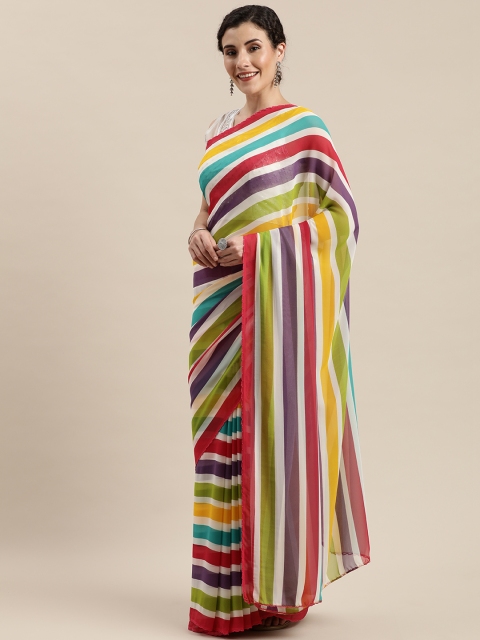 

Pisara Multicoloured Striped Pure Georgette Saree, Multi