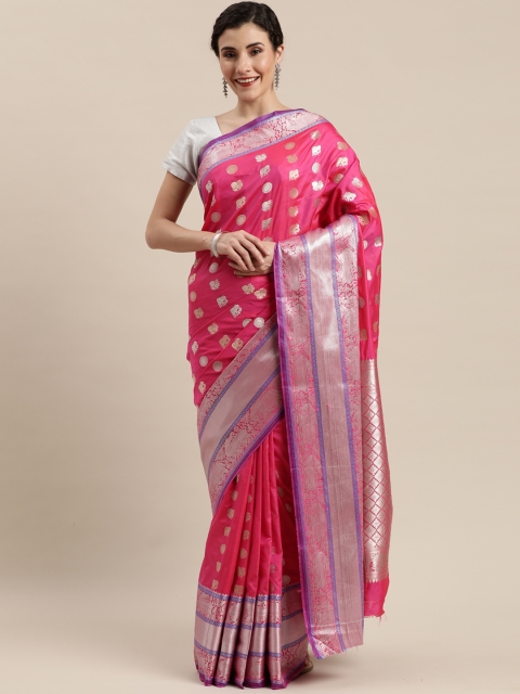 

Pisara Pink & Golden Silk Cotton Woven Design Banarasi Saree