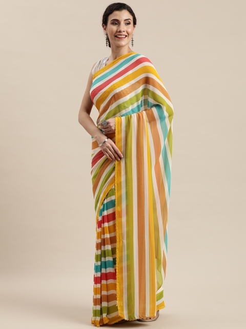 

Pisara Multicoloured Striped Pure Georgette Saree, Multi