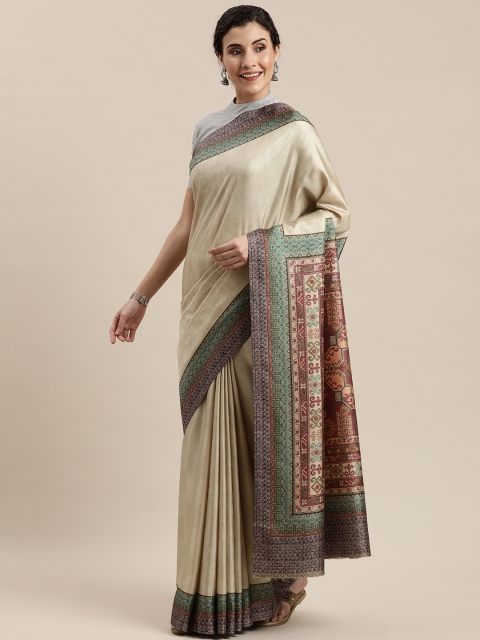 

Pisara Beige Printed Poly Silk Saree