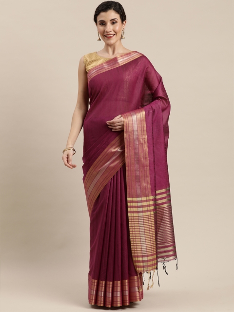 

Pisara Purple Silk Cotton Solid Chanderi Saree