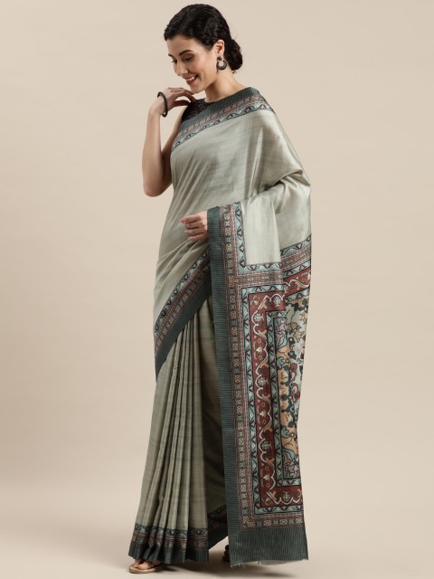 

Pisara Green Printed Poly Silk Saree